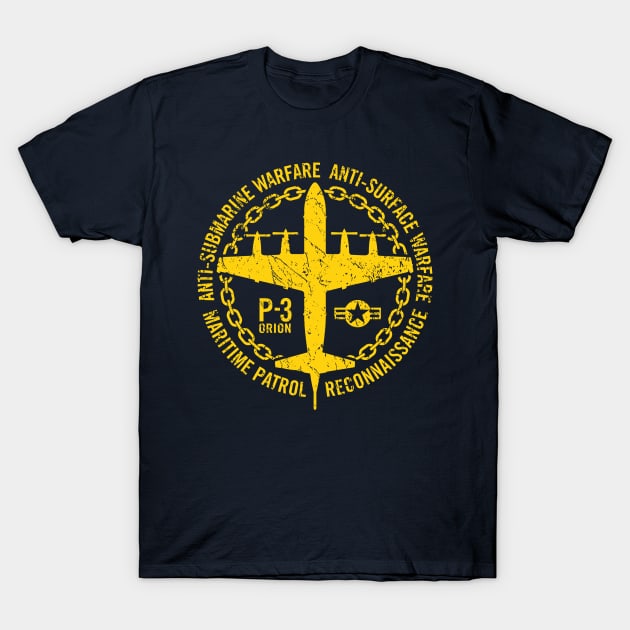 P-3 Orion Naval Maritime Patrol Anti-Submarine Warfare Aircraft T-Shirt by hobrath